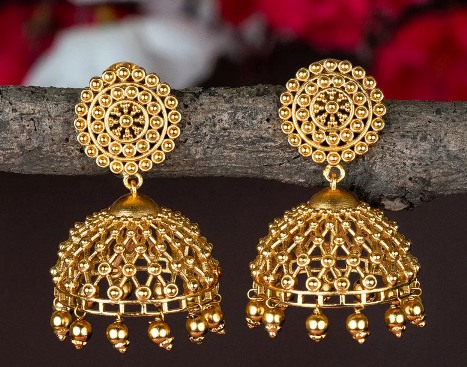 Gold Jhumka Earrings